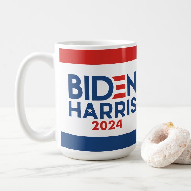 Taza De Café Joe Biden 2024 - Rojo azul Kamala Harris (Con donut)