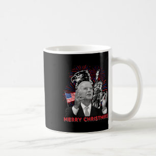 Taza De Café Joe Biden divertido Feliz Navidad en Julio Bandera
