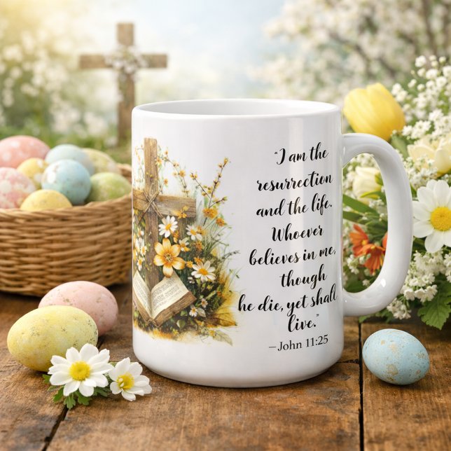 Taza De Café John 11:25 Resurrection Scripture Art  (Subido por el creador)