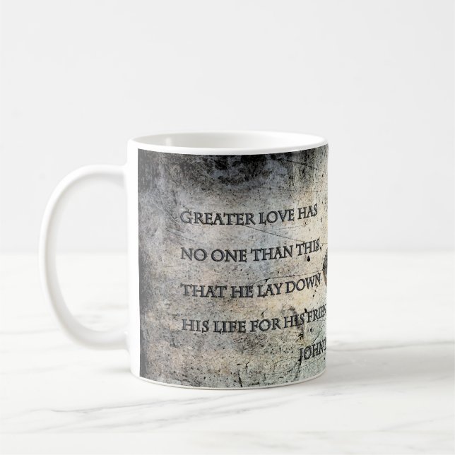 Taza De Café John 15:13 Scripture Mugs (Izquierda)