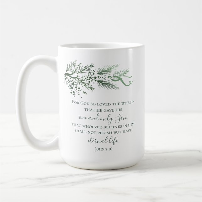 Taza De Café John 3:16 Regalo de Navidades religiosos elegantes (Izquierda)