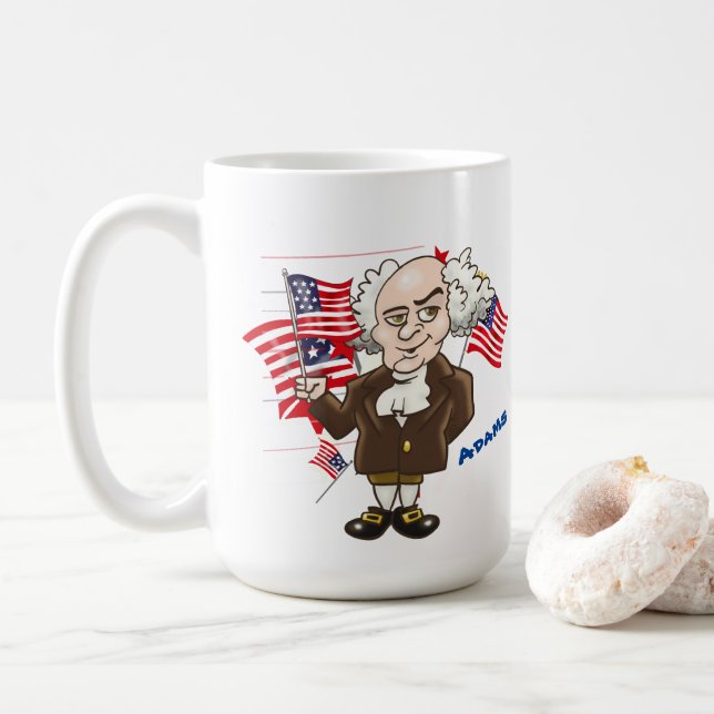 Taza De Café John Adams y Thomas Jefferson (Con donut)