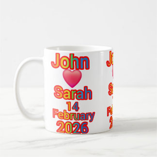 Taza De Café John ama a Sarah. Regalo del día de San Valentín