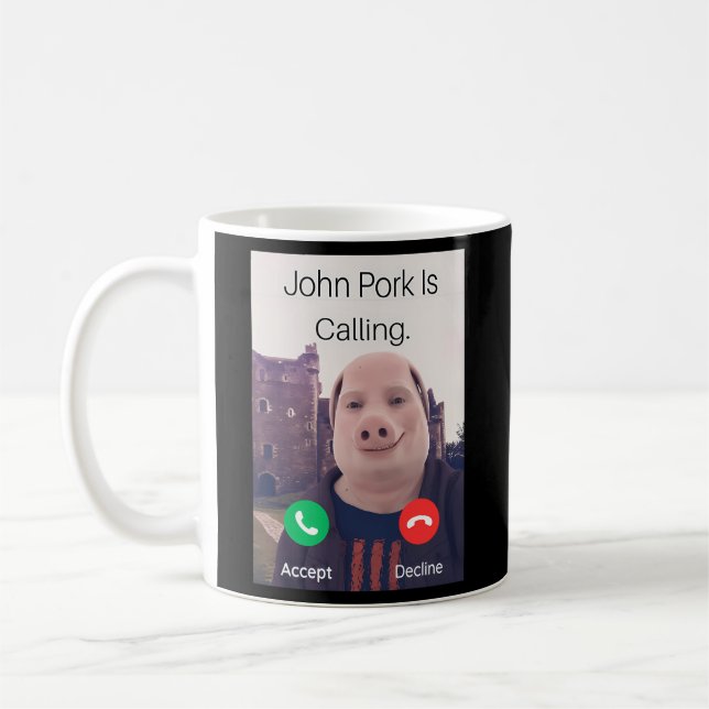 Taza De Café John Pork Llama Al Teléfono De Respuesta (Izquierda)