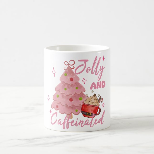 Taza De Café Jolly and Caffeinated Christmas Tree Coffee Design (Centro)