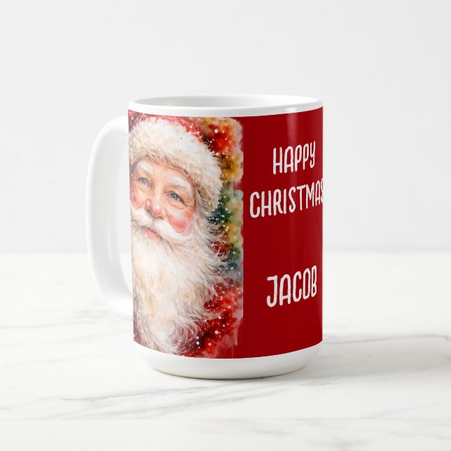 Taza De Café Jolly Christmas Santa Portrait (Anverso izquierdo)