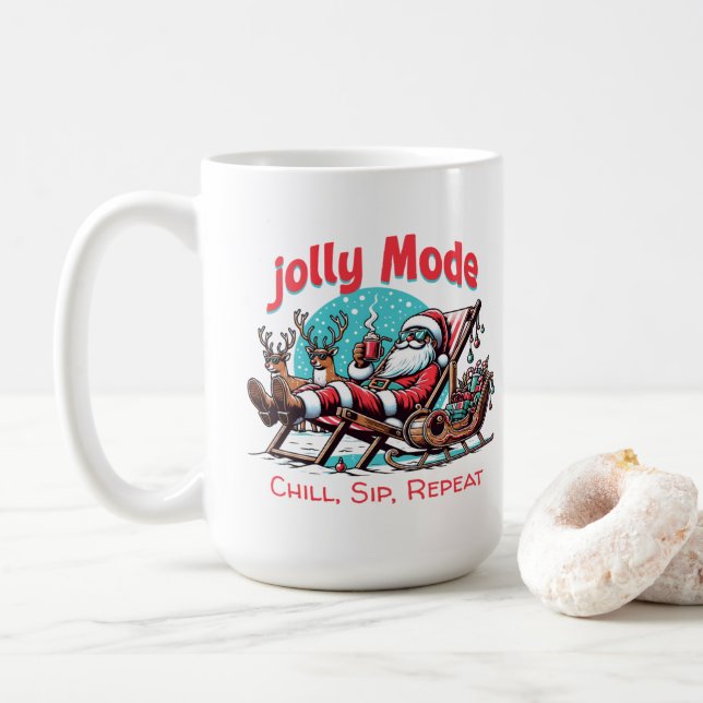 Taza De Café Jolly Mode Santa Chill Sip Repeat  for Coworker (Con donut)