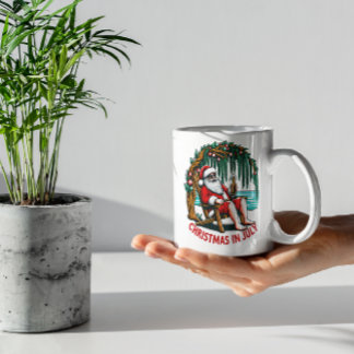 Taza De Café Jolly Santa Disfrutando De Una Cerveza