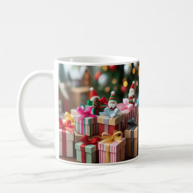 Taza De Café Jolly y Bright: Adorables Navidades café Mug (Izquierda)