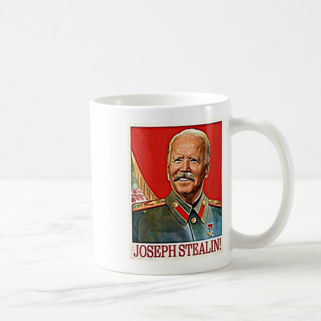 Taza De Café Joseph Stealin Anti Joe Biden Meme Parodia polític (Derecha)