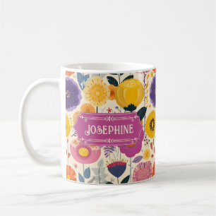 Taza De Café Josephine Colorful Purple and Yellow Modern Floral