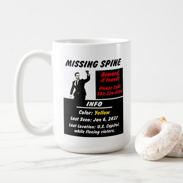 Taza De Café Josh Hawley pierde la espina dorsal (Con donut)