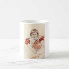 Taza De Café Joven Chica con muñeca (arte infantil)