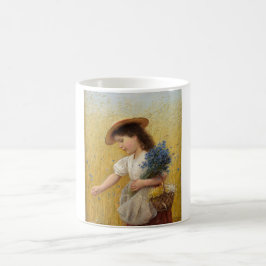 Taza De Café Joven Chica en un campo de trigo