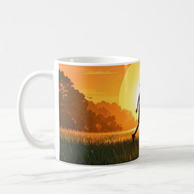 Taza De Café Joven con perro al atardecer (Izquierda)