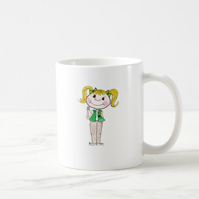 Taza De Café Joven del girl scout que guarda la promesa (Derecha)