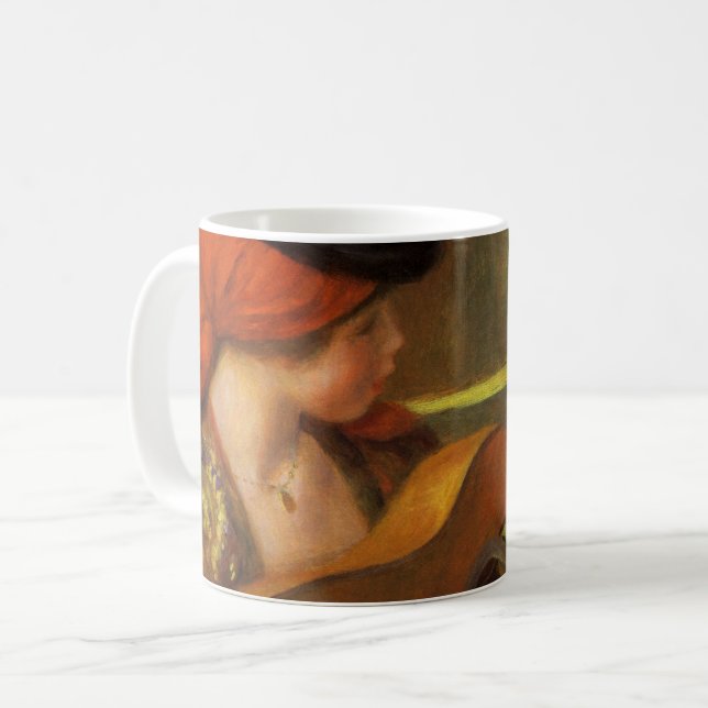 Taza De Café Joven española con guitarra de Pierre Renoir (Anverso izquierdo)
