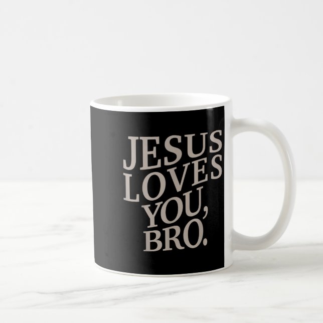 Taza De Café Joven Jesús te ama hermano niño cristiano gracioso (Derecha)