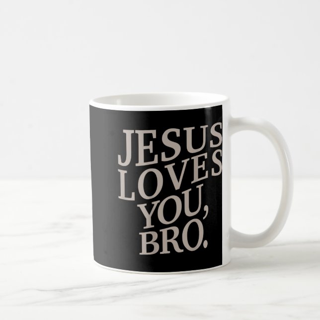 Taza De Café Joven Jesús te ama hermano niño cristiano gracioso (Derecha)