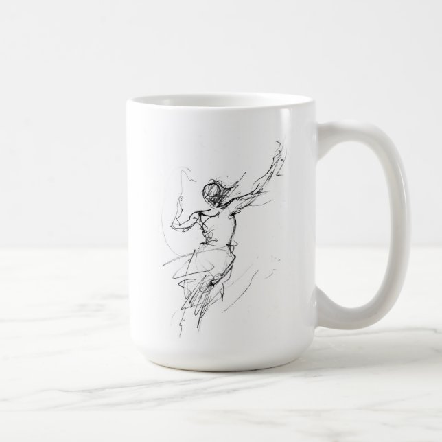 Taza De Café Joven mujer en movimiento resumen de esbozo (Derecha)