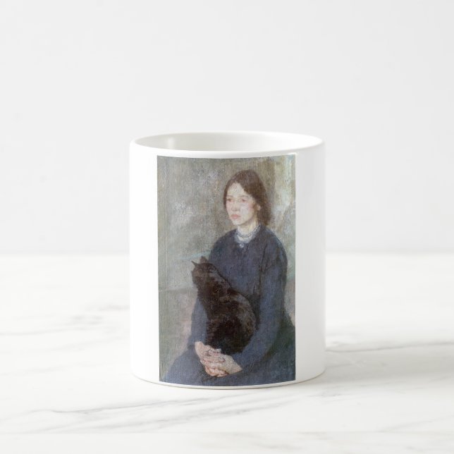 Taza De Café Joven sosteniendo un gato negro (de Gwen John) (Centro)