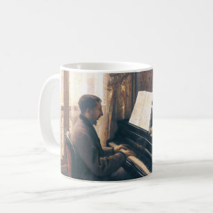 Taza De Café Joven tocando el piano de Caillebotte vintage
