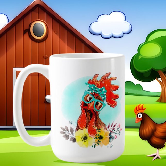 Taza De Café jovencita de gallina divertida agrega texto (Subido por el creador)