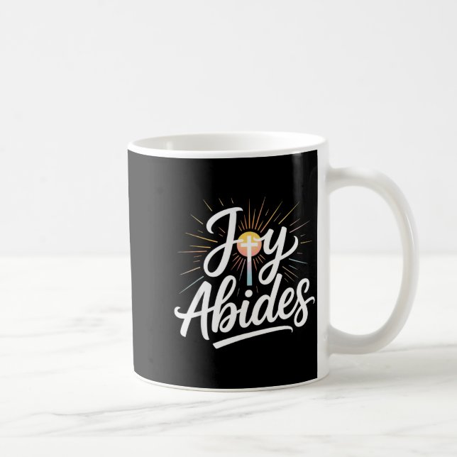 Taza De Café Joy Abides Christian Cross Sunbeam Faith Insration (Derecha)