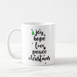 Taza De Café Joy Hope Love Peace Navidades Funny