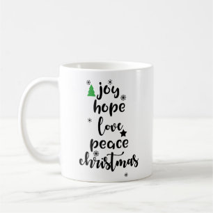 Taza De Café Joy Hope Love Peace Navidades Funny