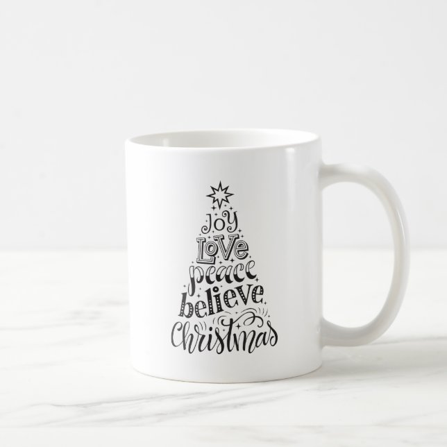 Taza De Café Joy Love Peace Belig Navidades Mug (Derecha)