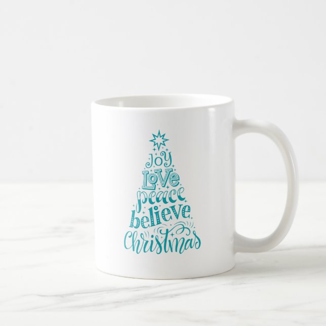 Taza De Café Joy Love Peace Belig Navidades Mug (Derecha)