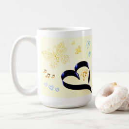 Taza De Café Joy Matters - Music Cat - Butterfly & Bees Golden