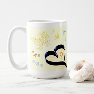 Taza De Café Joy Matters - Music Cat - Butterfly & Bees Golden