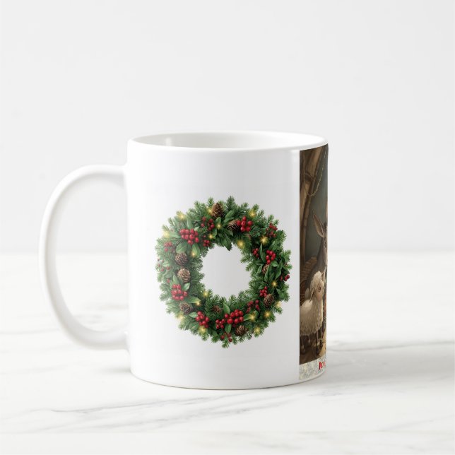Taza De Café Joy to the World Barnyard Animals Wreath Mug (Izquierda)