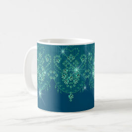 Taza De Café joyas de brillo de encaje azul verde azulado lucen