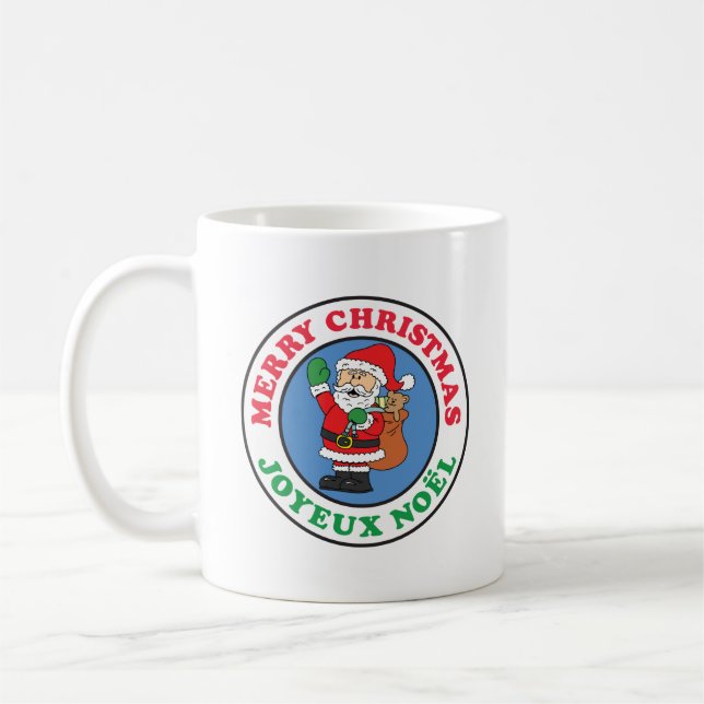 Taza De Café Joyeux Noel French Christmas Santa Coffee Mug (Izquierda)