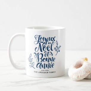 Taza De Café Joyeux Noël y Bonne Année Calligraphy