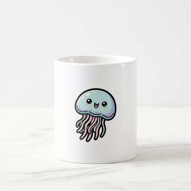 Taza De Café Joyful Jellyfish – Cute Kawaii Illustration (Centro)