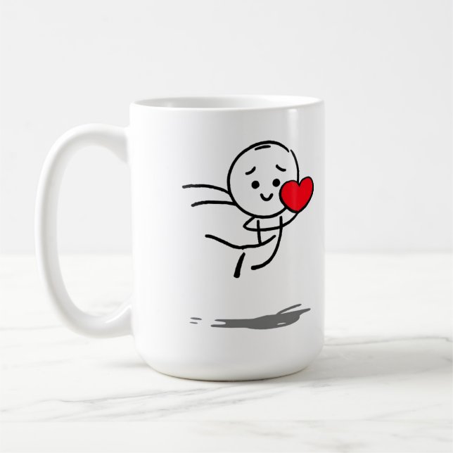 Taza De Café Joyful Love Stickman Heart Leap Graphic Tee (Izquierda)