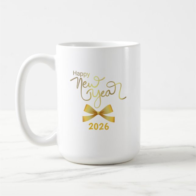Taza De Café Joyful Minimalist Holiday Gold Text Mug (Izquierda)