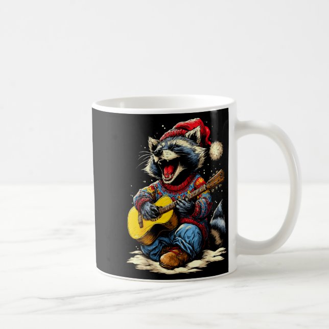 Taza De Café Joyful Raccoon Playing Guitar Animal Guitarist Chr (Derecha)