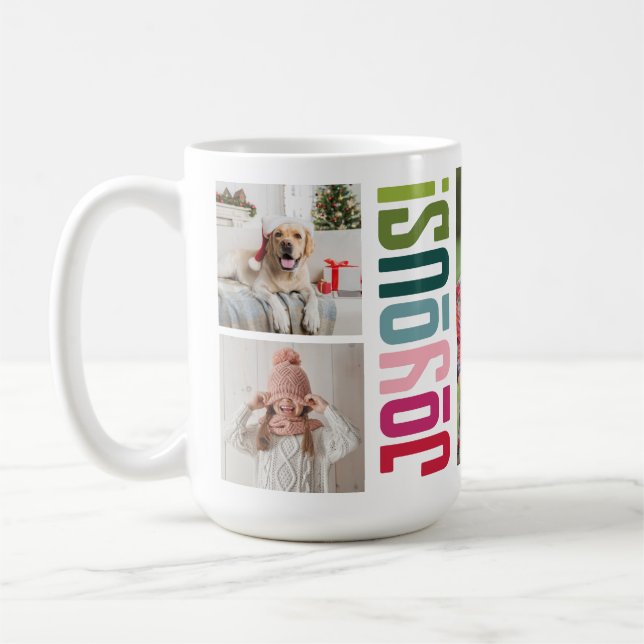 Taza De Café Joyous Holiday | Navidades de varias fotos familia (Izquierda)
