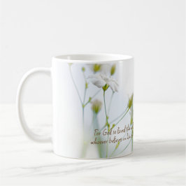 Taza De Café Juan 3:16 Biblia versus belleza floral blanca