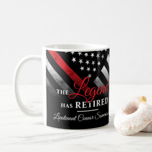 Taza De Café Jubilación de bombero con bandera roja en la lín