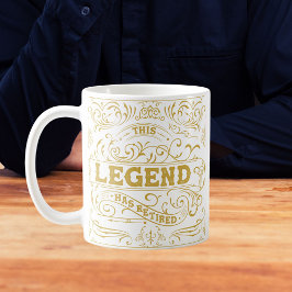 Taza De Café Jubilación de Leyenda de Oro Negro Vintage