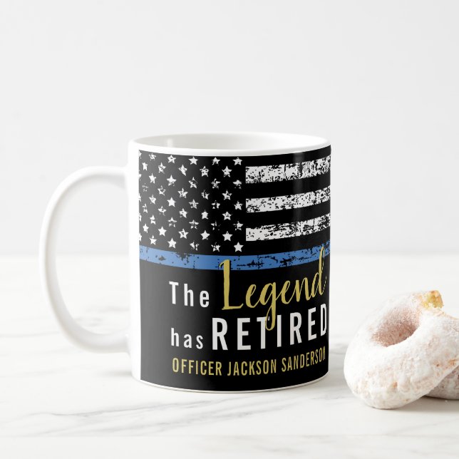 Taza De Café Jubilación policial Bandera estadounidense delgada (Con donut)