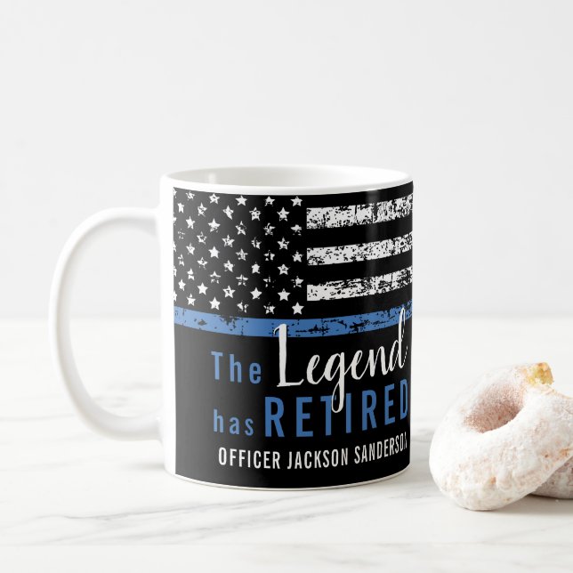 Taza De Café Jubilación policial Bandera estadounidense delgada (Con donut)