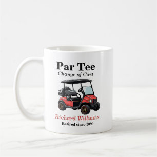 Taza De Café Jubilación Red Golf Cart Par Tee Tema