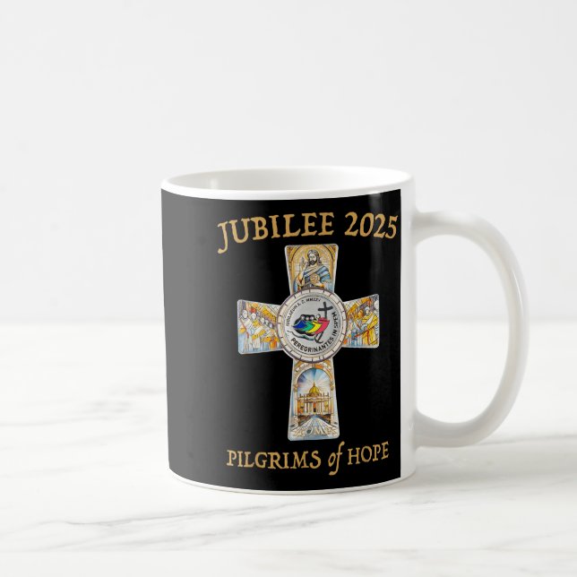 Taza De Café Jubilee 2025 Catholic Christian Lgrims Cross Jesus (Derecha)